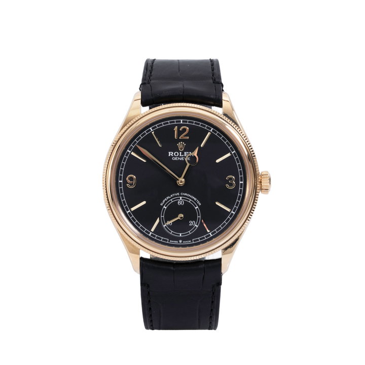 Rolex 1908 Black Dial Watch | Yellow Gold