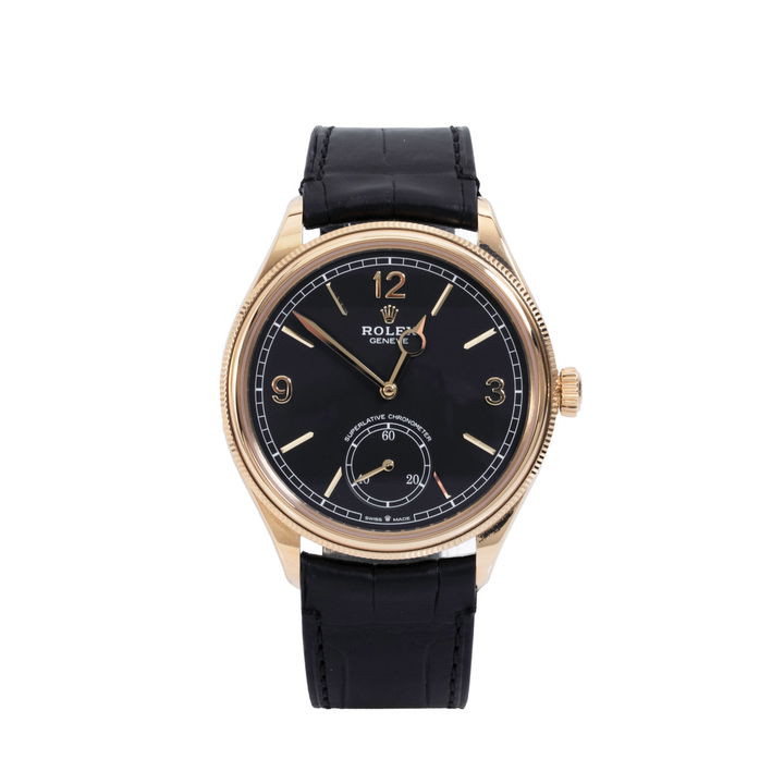 Rolex 1908 Black Dial Watch | Yellow Gold