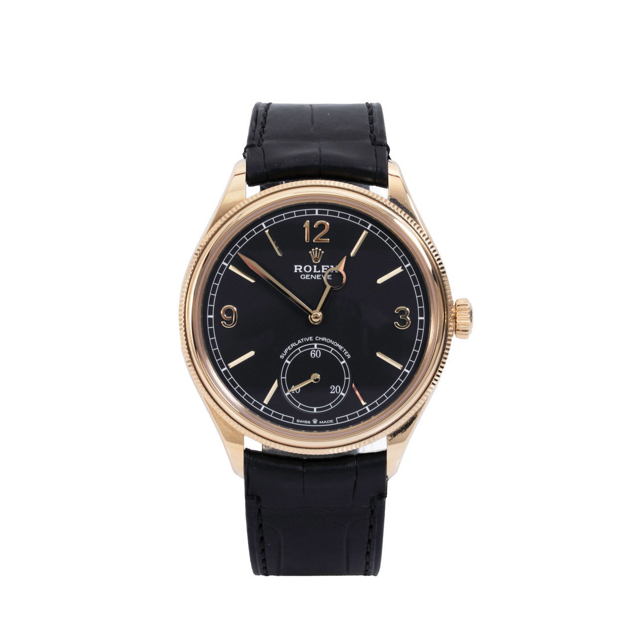 Rolex 1908 Black Dial Watch | Yellow Gold 0