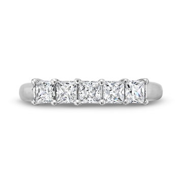 Five Stone Princess Diamond Wedding Band In White Gold 14K