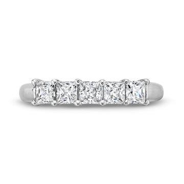 Five Stone Princess Diamond Wedding Band In White Gold 14K