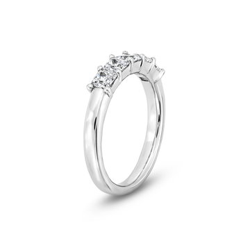 Five Stone Princess Diamond Wedding Band In White Gold 14K