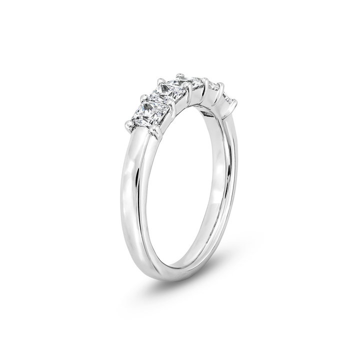 Five Stone Princess Diamond Wedding Band In White Gold 14K