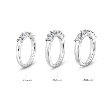 Five Stone Princess Diamond Wedding Band In White Gold 14K