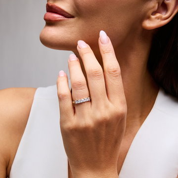 Five Stone Princess Diamond Wedding Band In White Gold 14K