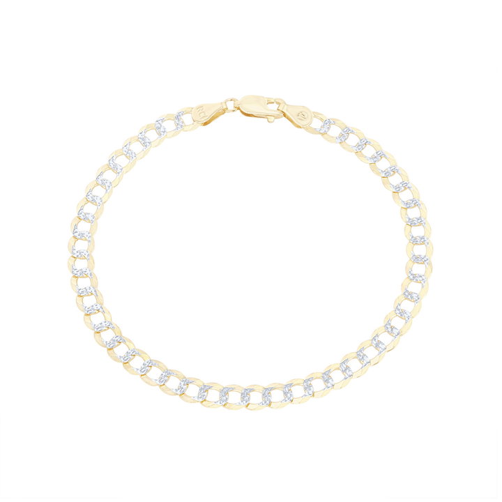 Diamond Cut Cuban Link Chain Bracelet In Solid 14K Yellow Gold
