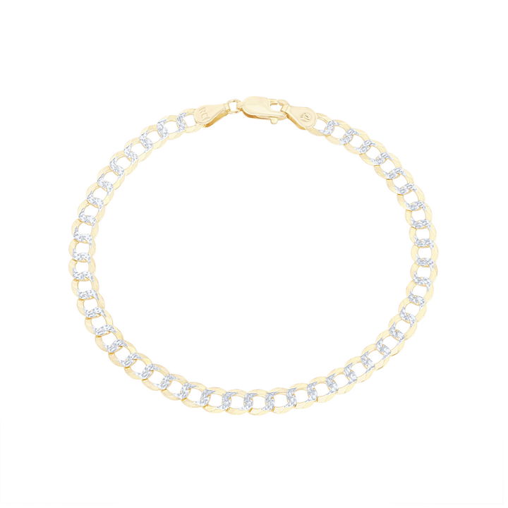 Diamond Cut Cuban Link Chain Bracelet In Yellow Gold 14K