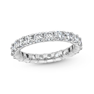Asscher Diamond Eternity Wedding Band In White Gold 14K