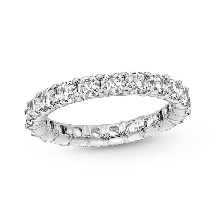 Asscher Diamond Eternity Wedding Band In White Gold 14K