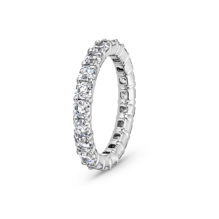 Asscher Diamond Eternity Wedding Band In White Gold 14K