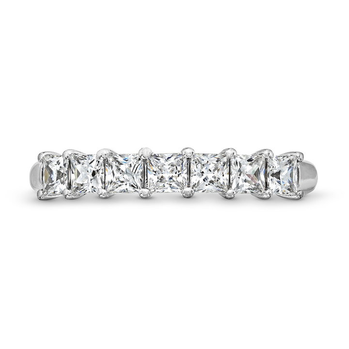 Seven Stone Princess Diamond Wedding Band In White Gold 14K