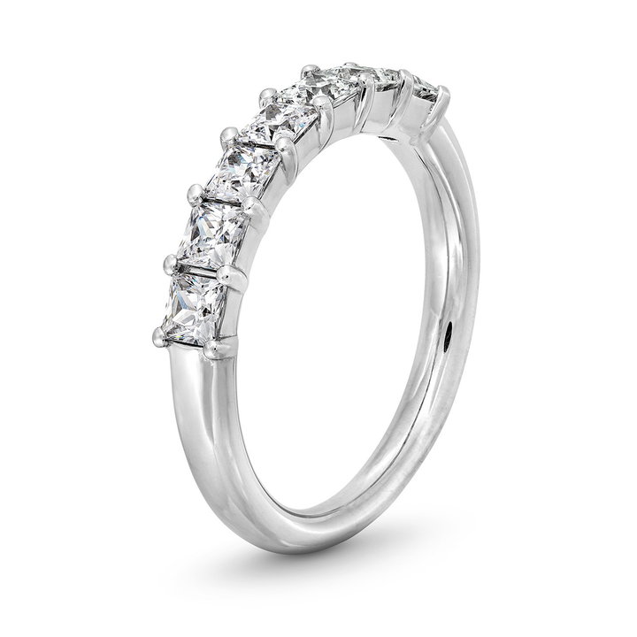Seven Stone Princess Diamond Wedding Band In White Gold 14K