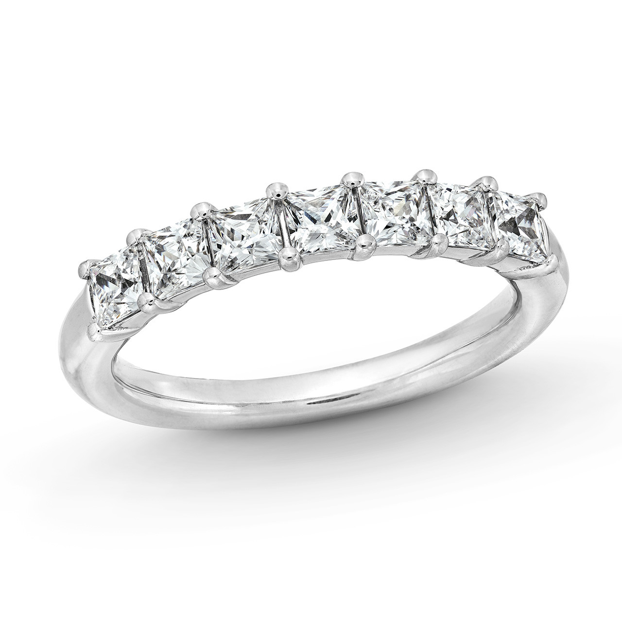 Seven Stone Princess Diamond Wedding Band In White Gold 14K 3