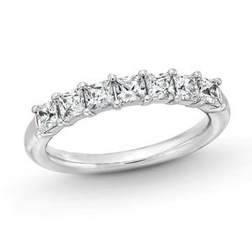 Seven Stone Princess Diamond Wedding Band In White Gold 14K