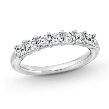 Seven Stone Princess Diamond Wedding Band In White Gold 14K