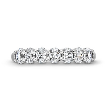 Seven Stone Oval Diamond Wedding Band In White Gold 14K