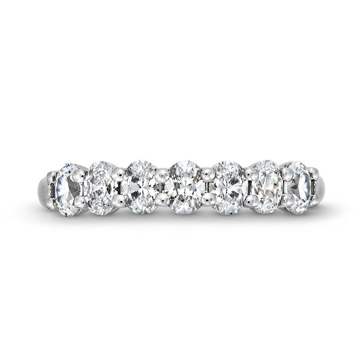 Seven Stone Oval Diamond Wedding Band In White Gold 14K
