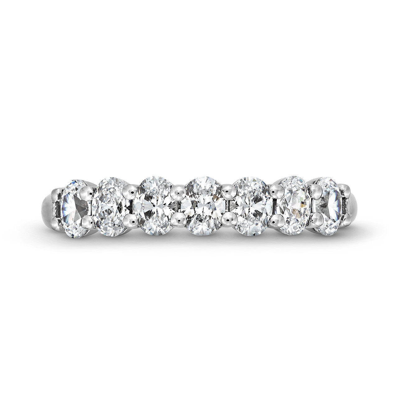 Seven Stone Oval Diamond Wedding Band In White Gold 14K 0