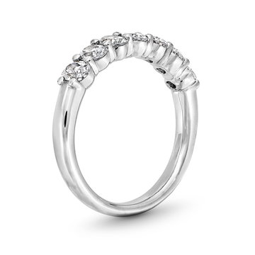 Seven Stone Oval Diamond Wedding Band In White Gold 14K