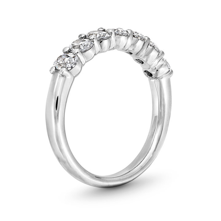 Seven Stone Oval Diamond Wedding Band In White Gold 14K