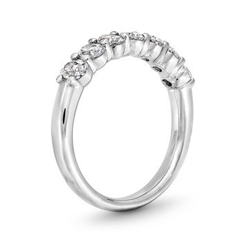 Seven Stone Oval Diamond Wedding Band In White Gold 14K