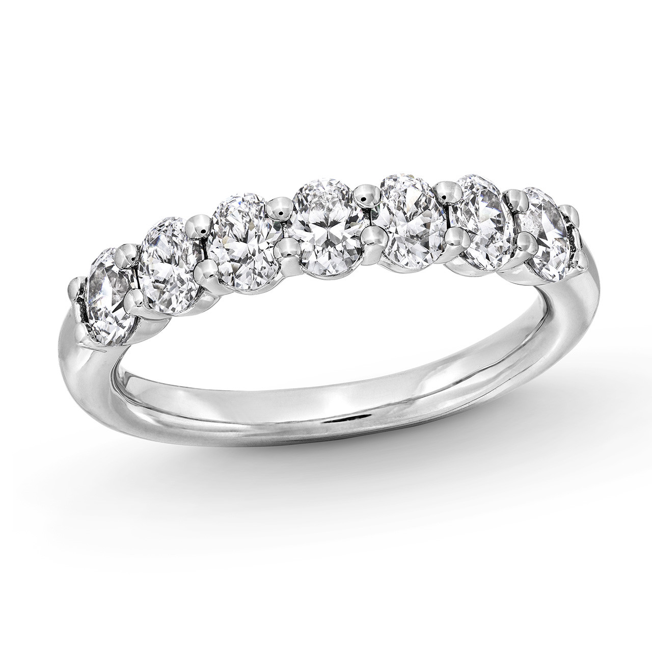 Seven Stone Oval Diamond Wedding Band In White Gold 14K 2