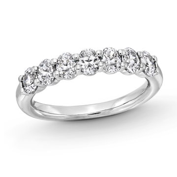 Seven Stone Oval Diamond Wedding Band In White Gold 14K
