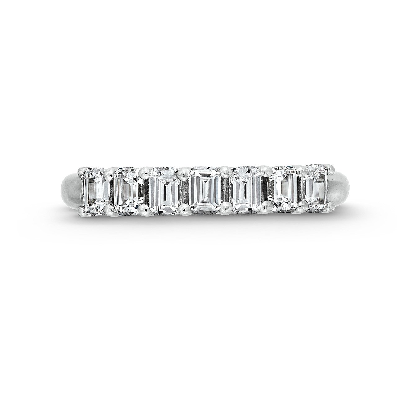 Seven Stone Emerald Diamond Wedding Band 0