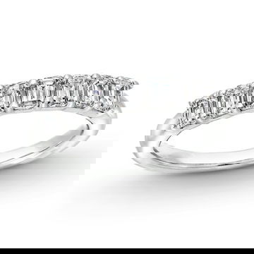 Seven Stone Emerald Diamond Wedding Band