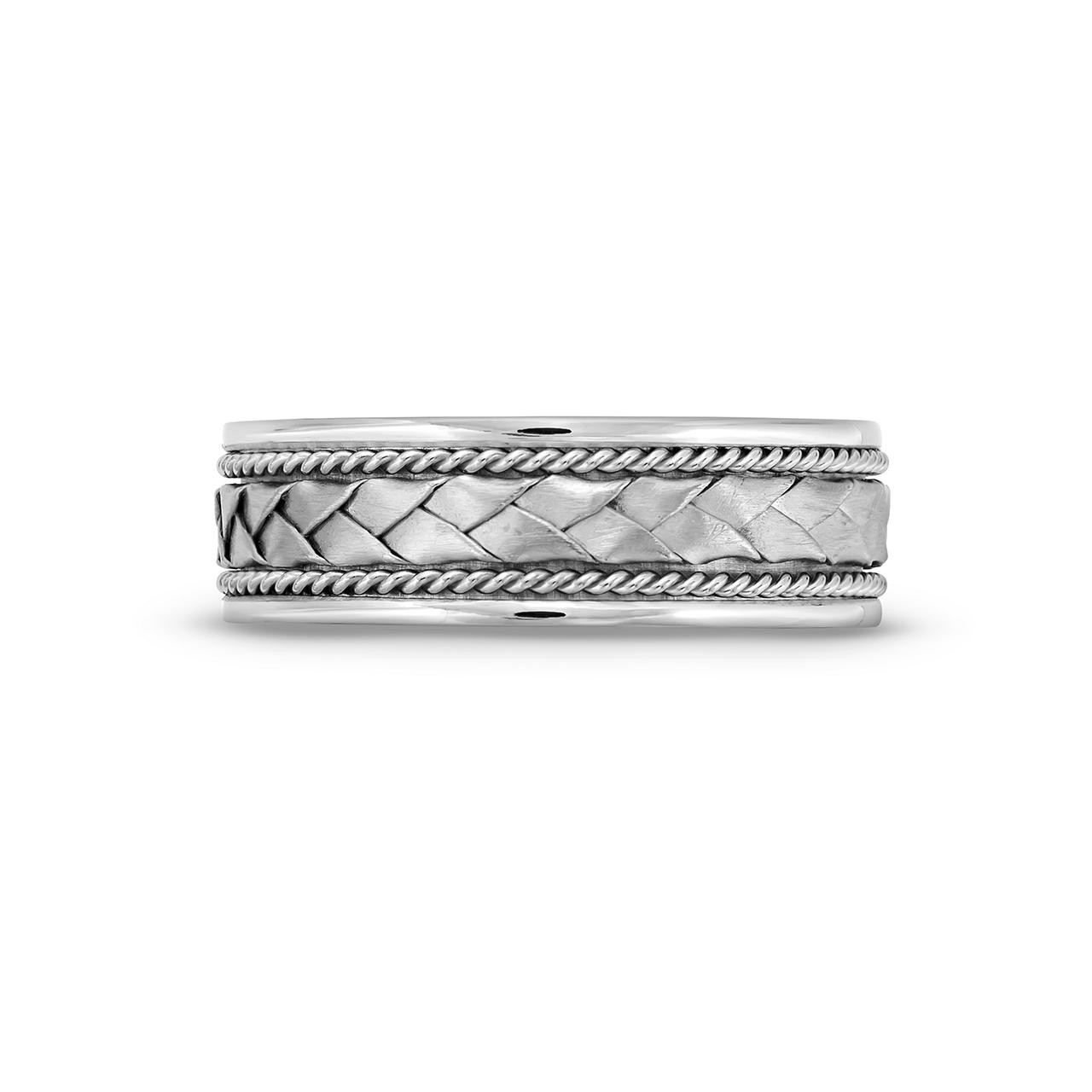 Satin Braided High Polished Edge 7mm Wedding Band 0
