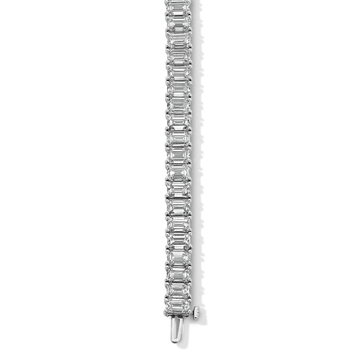 Emerald Cut Diamond Tennis Bracelet (22.35tw) In Solid 18K White Gold