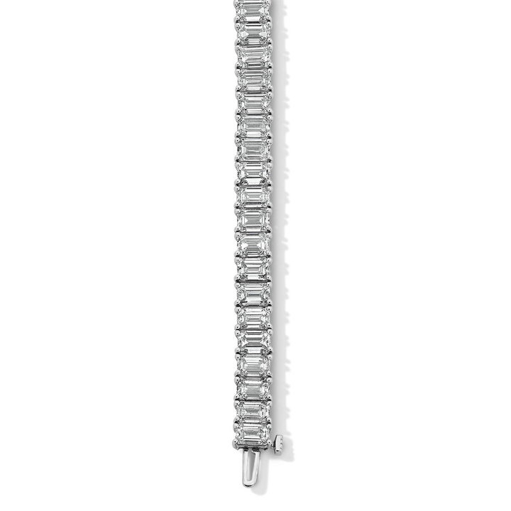 Emerald Cut Diamond Tennis Bracelet (22.35tw) In Solid 18K White Gold