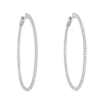1.80 Inch Diamond Hoop Earrings In White Gold 14K