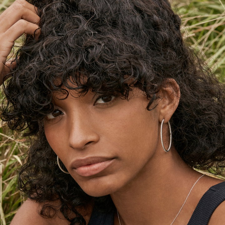 1.80 Inch Diamond Hoop Earrings In White Gold 14K