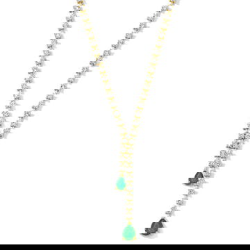 2 ct. Pear Shaped Green Emerald Y-Shape Diamond Necklace 0