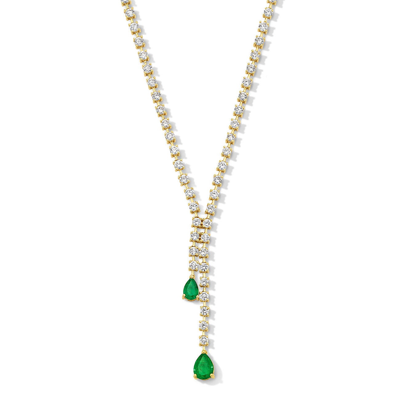 Pear Shaped Green Emerald Y-Shape Diamond Necklace (2tw) 0