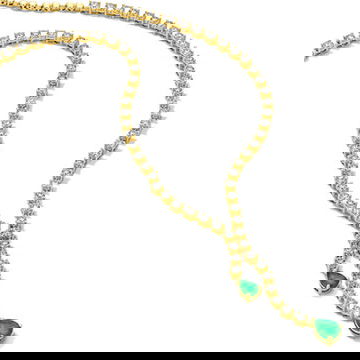 2 ct. Pear Shaped Green Emerald Y-Shape Diamond Necklace 3
