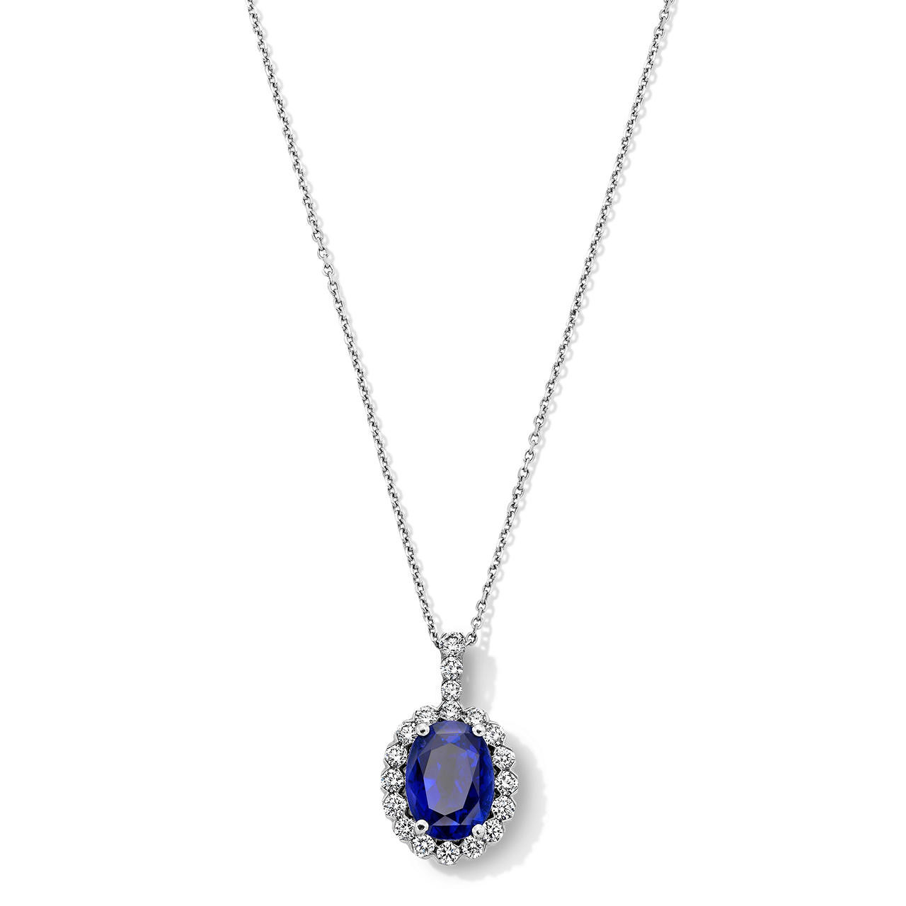 Blue Sapphire Diamond Pendant Necklace (4tw) 0