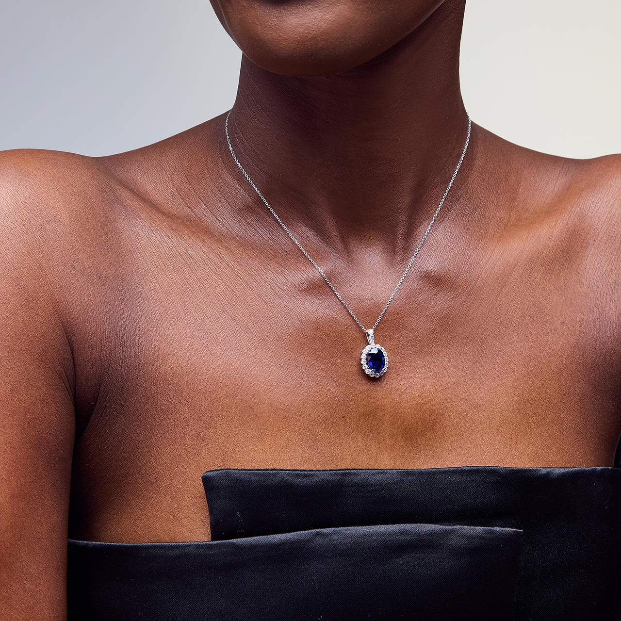Blue Sapphire Diamond Pendant Necklace (4tw) 2