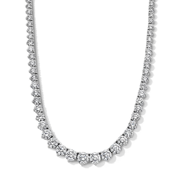 Diamond Riviera Necklace (20tw) In Solid 14K White Gold