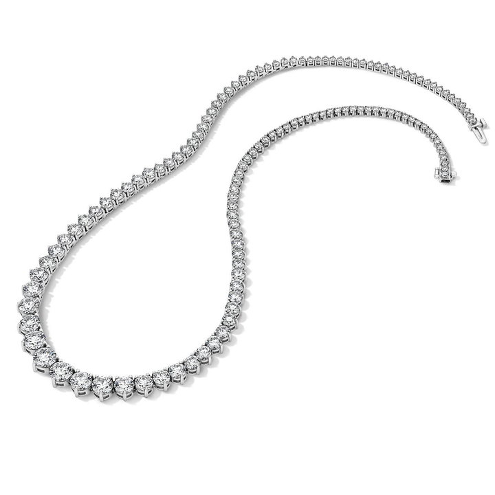 Diamond Riviera Necklace (20tw) In Solid 14K White Gold