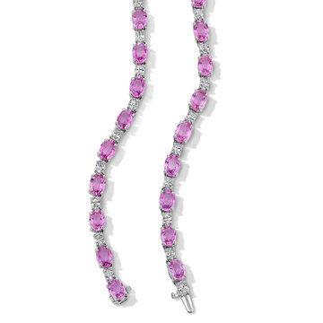 Pink Sapphire Diamond Necklace (31.82tw) In White Gold 18K
