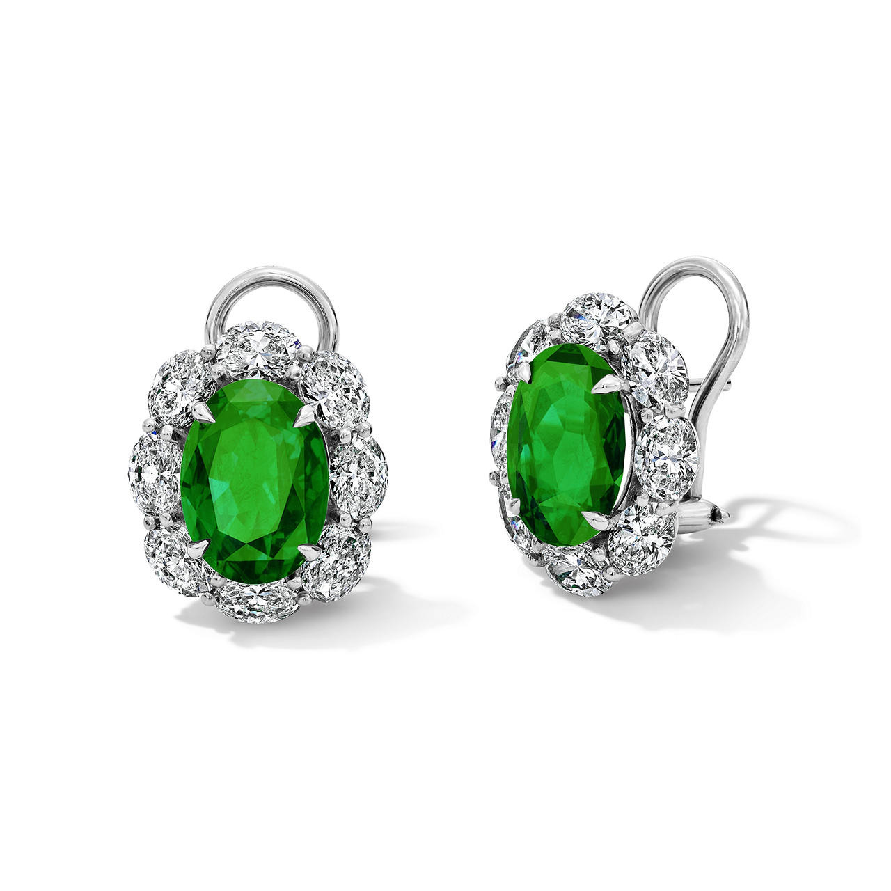 Oval Green Emerald Diamond Earrings (5.37tw) 0