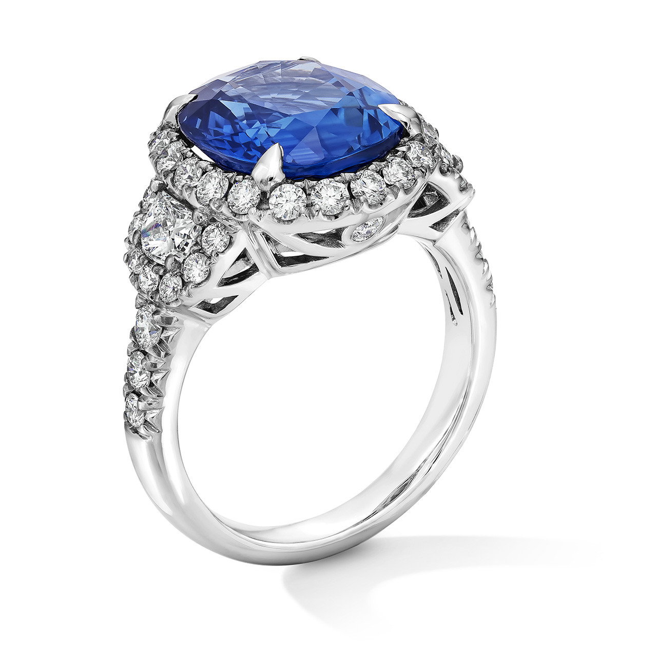 Blue Sapphire Halo Engagement Ring (8.08tw)
