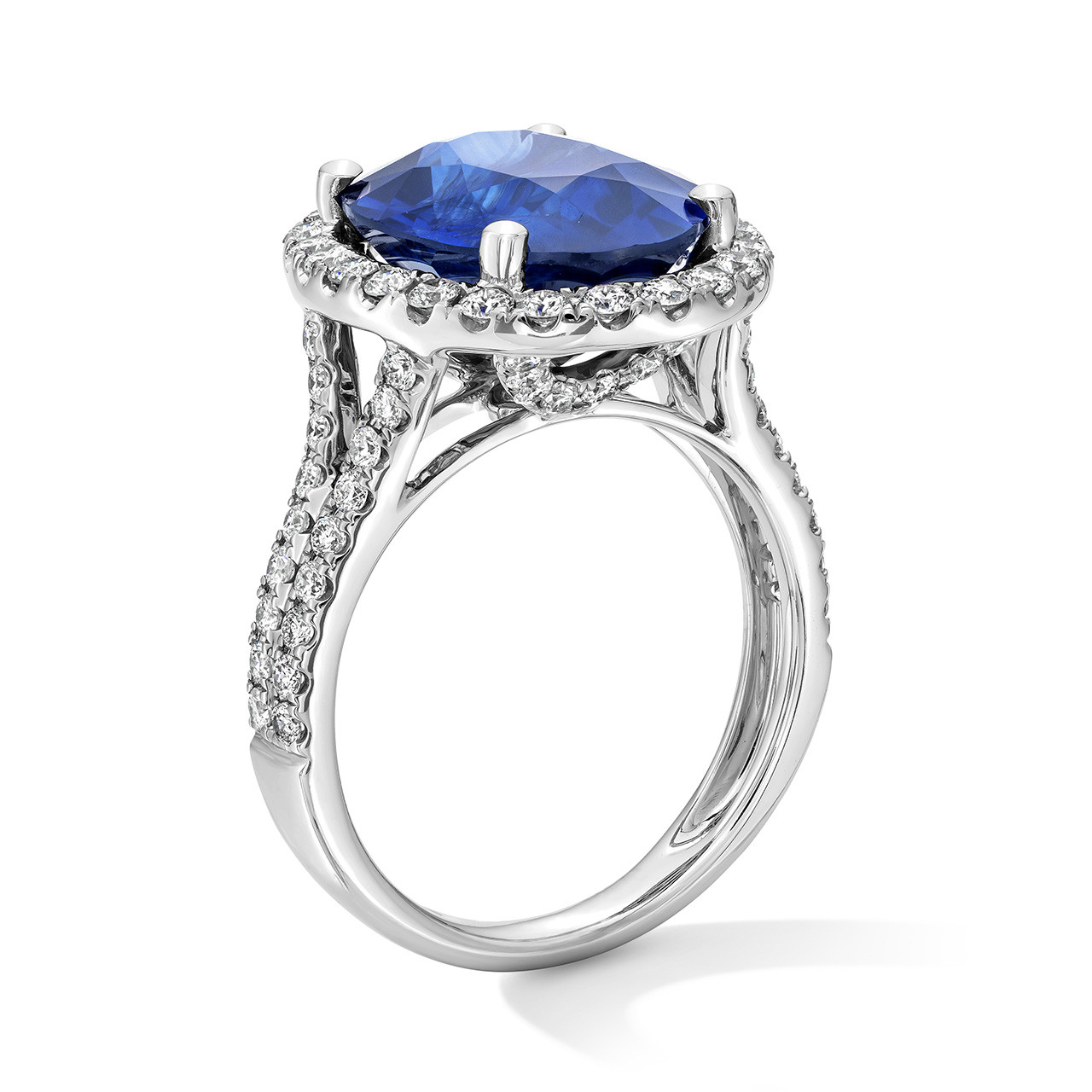 Blue Sapphire Halo Engagement Ring (7.47tw)