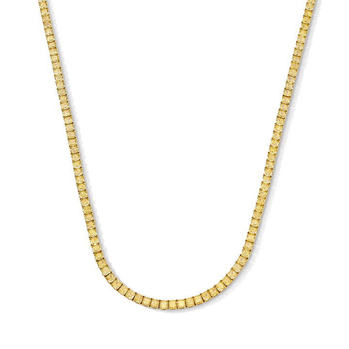 Fancy Yellow Diamond Riviera Necklace (30.17tw) In Yellow Gold 18K