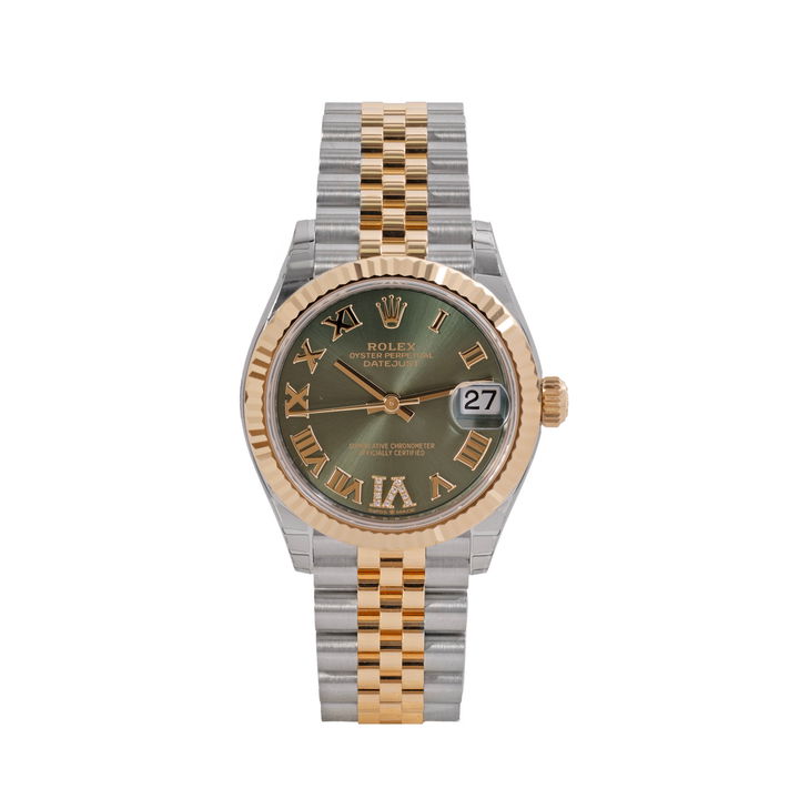 Rolex Datejust 31 Olive Green Dial Watch | Oystersteel & Yellow Gold
