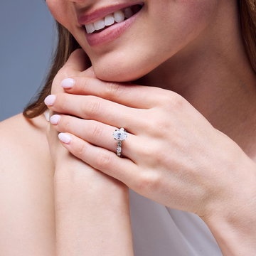 Verragio Three Sided Diamond Engagement Setting In White And Yellow Gold 18K