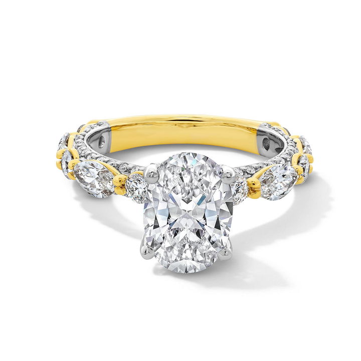Verragio Three Sided Diamond Engagement Setting In White And Yellow Gold 18K