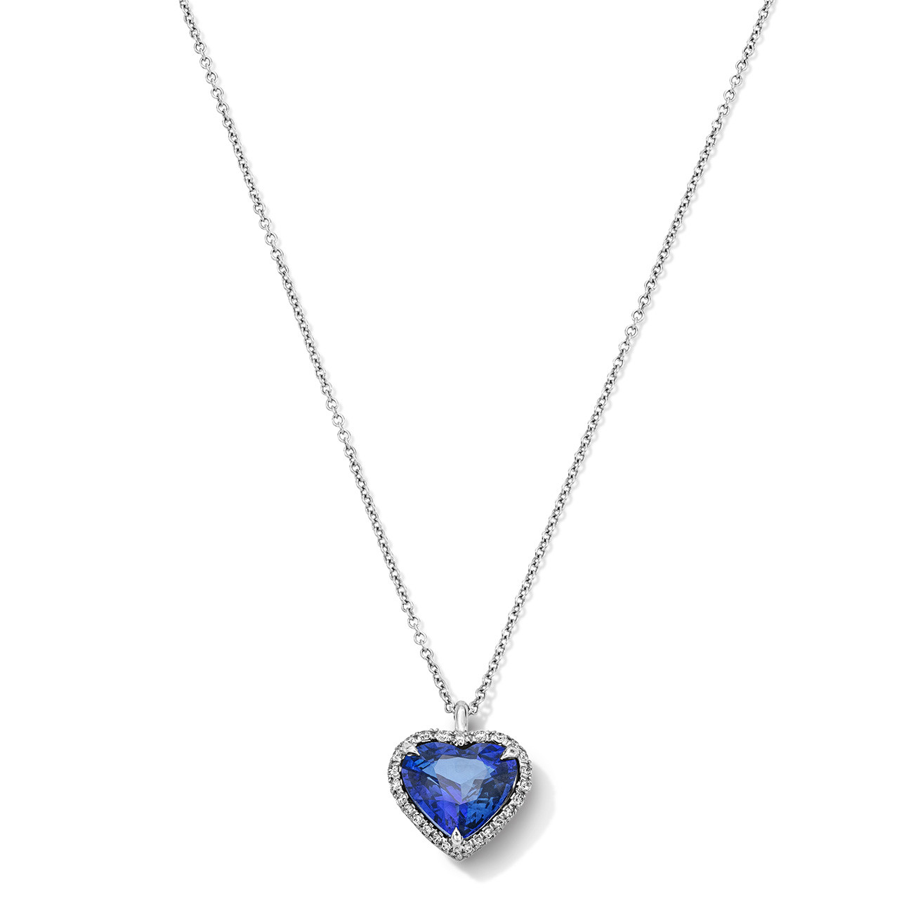 Heart Shape Sapphire Pendant Necklace (3.70tw) 0